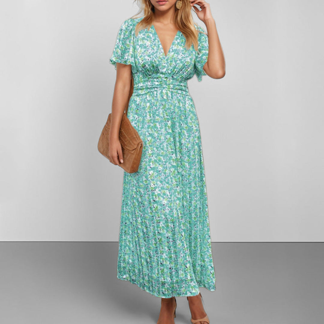 Noémie™ | Robe Longue à Imprimé Floral avec Décolleté Cache-Cœur